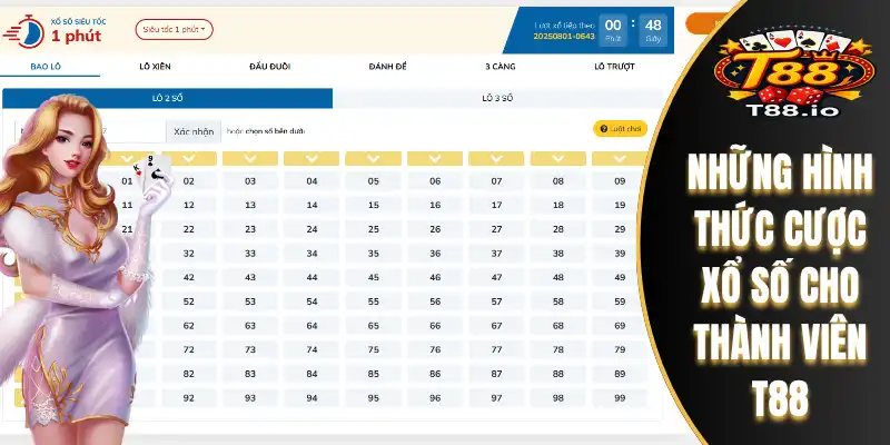 Những hình thức cược xổ số cho thành viên T88